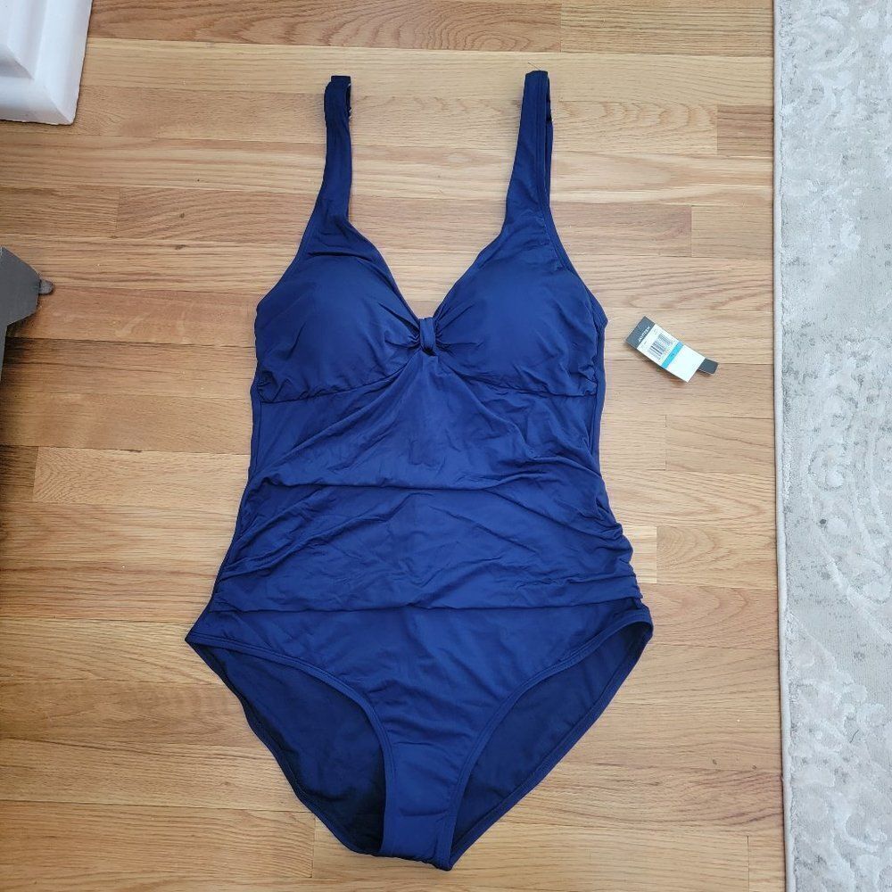 Jantzen Women's Navy Blue women's One Piece Swimsuit Size 16 - Picture 4 of 8